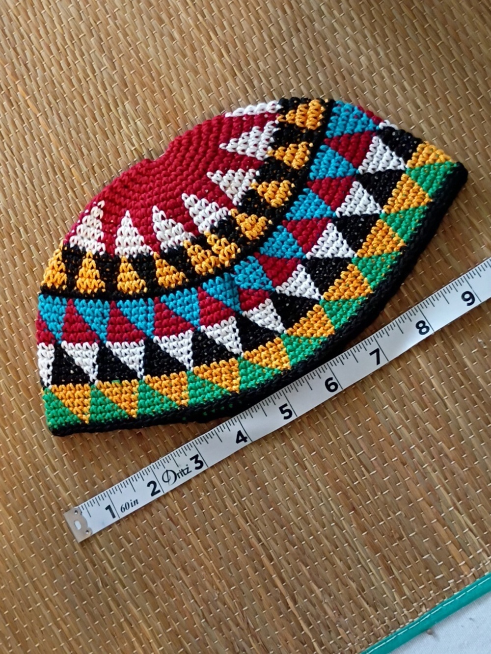 Hand-made Multicolor Geometric Beanie - Picture 8 of 8